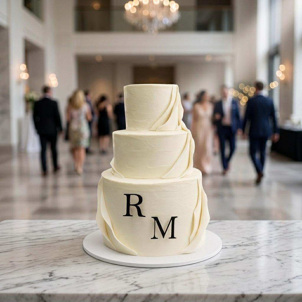 Portal 2: elegant white wedding cake, soft light